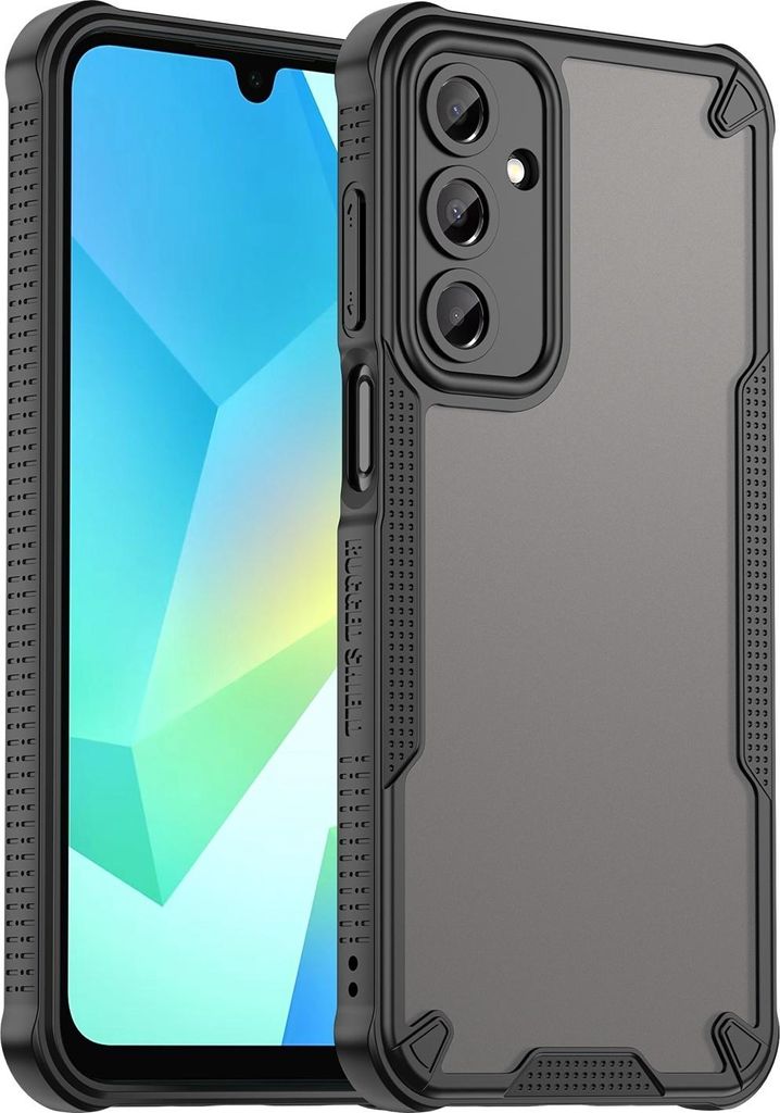 Hülle für Samsung Galaxy A16 - Phonesta Shockproof Armor Semi-Transparent Back Cover - Schwarz