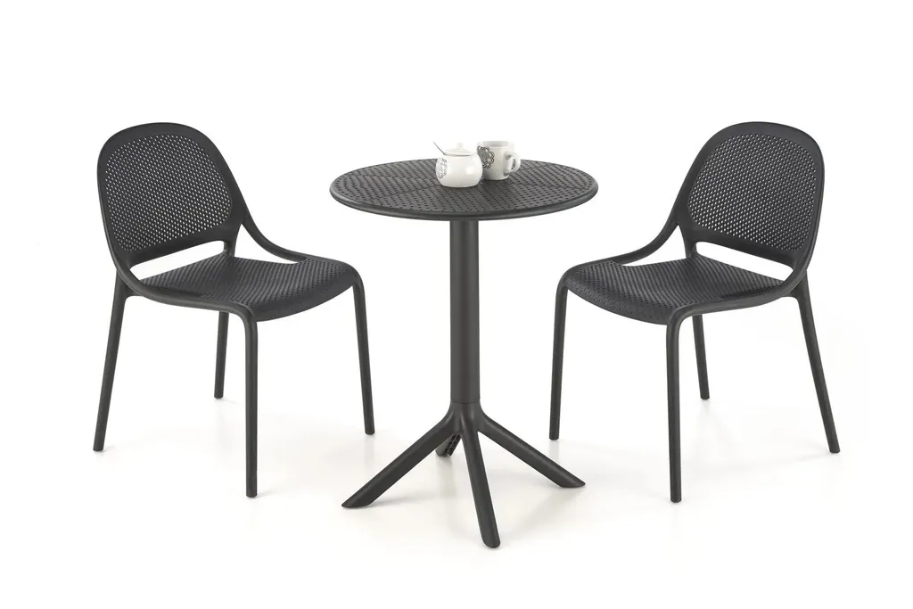 Table de salle à manger ronde noire CALVO style scandinave et moderne