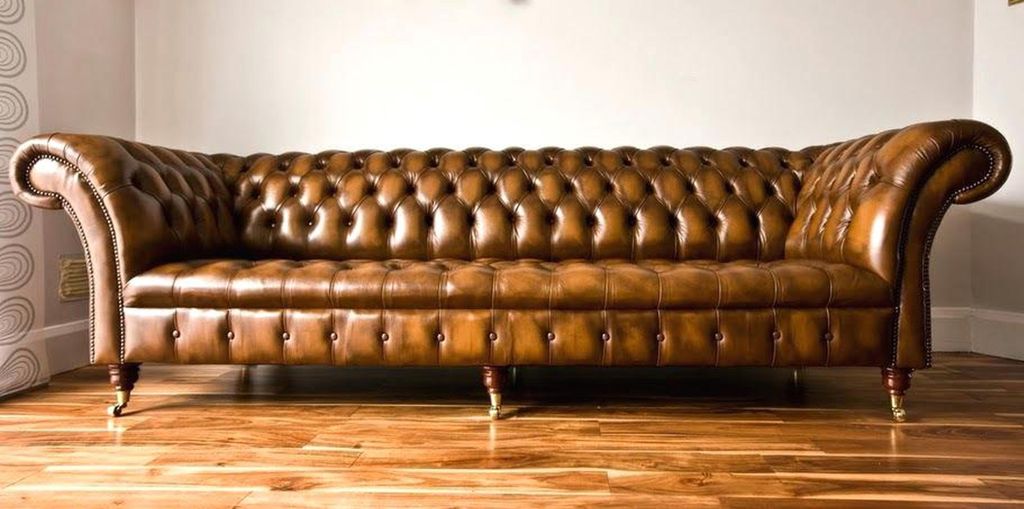 XXL Big Sofa Couch Chesterfield 245cm Polster Sofas 4 Sitzer Leder Textil #318