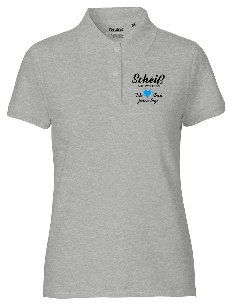 Huuraa Damen Polo Shirt Scheiß auf Vatertag liebe dich jeden Tag XXL Sport Grey Bio Baumwolle Fairtrade Poloshirt Geschenkidee