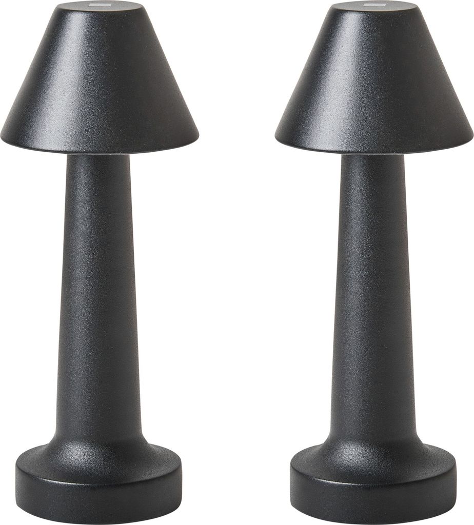 BELIANI Tischlampen 2er Set Schwarz Metall Kabellos Wiederaufladbar Touch Funktion Dimmfunktion USB Kabel Indoor Outdoor Tischleuchte