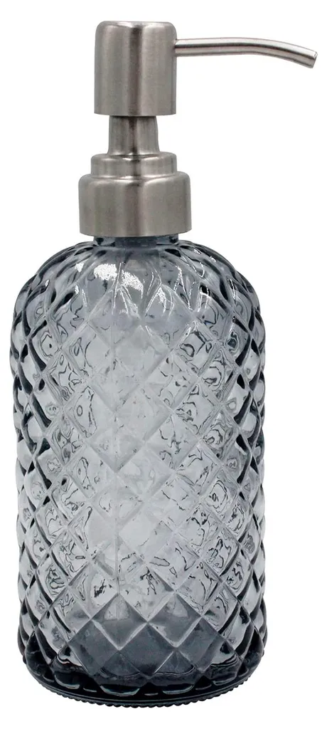 Distributeur savon gris 453g en verre et pompe inox 304 anti-corrosion
