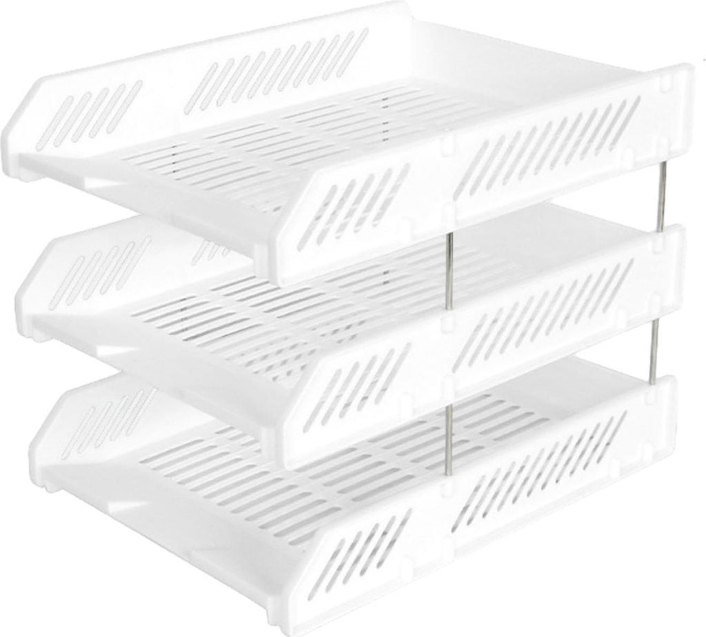 Stapelbare Briefablage mit 3 Ebenen, Schreibtisch-Papier-Organizer, Kunststoff-Akten- und Dokumentenablage, für Zuhause, Büro und Schule