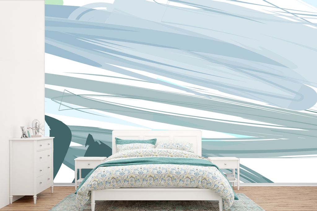 MuchoWow Fototapete für Wohnzimmer oder Schlafzimmer Wandtapete Vinyl Motivtapete Sommer - Abstrakt - Grün - Spot - 600x400 cm - Vinyltapeten