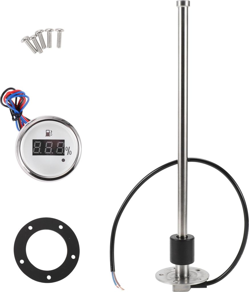 1 Set Kraftstoffstandsensor mit Kraftstoffanzeige Boot-Kraftstoff-Sendeeinheit Marine-Kraftstoff-Sendeeinheit Metall Silberton Weiß 0-190 Ohm 350mm