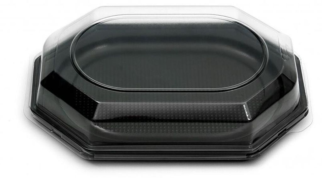 10 Catering- Trays schwarz inklusive DECKEL, 350 x 250 x 80 mm, 1165+1171, A
