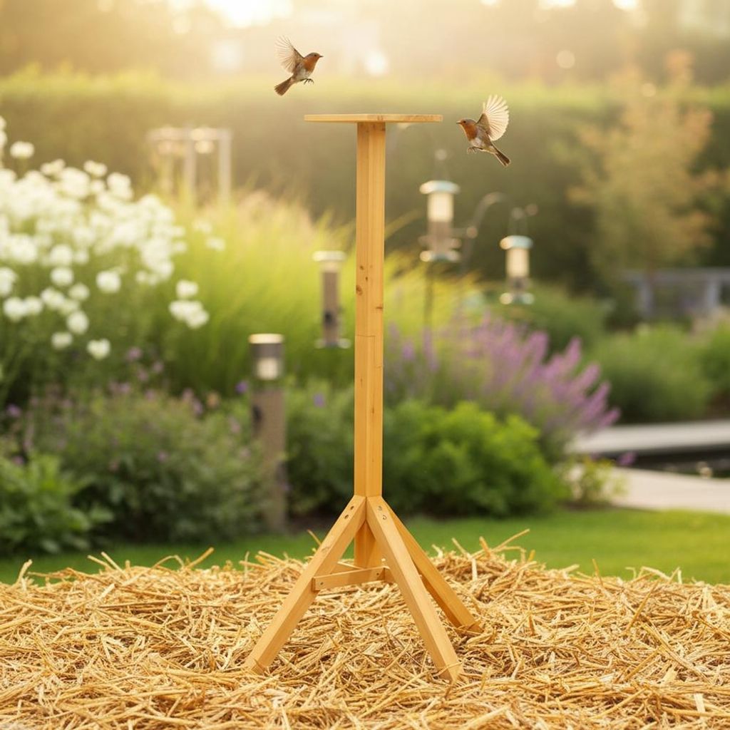 Vogelhausständer 105 cm Dreibein imprägniert Holz mit 66,5 cm Fuß, universell