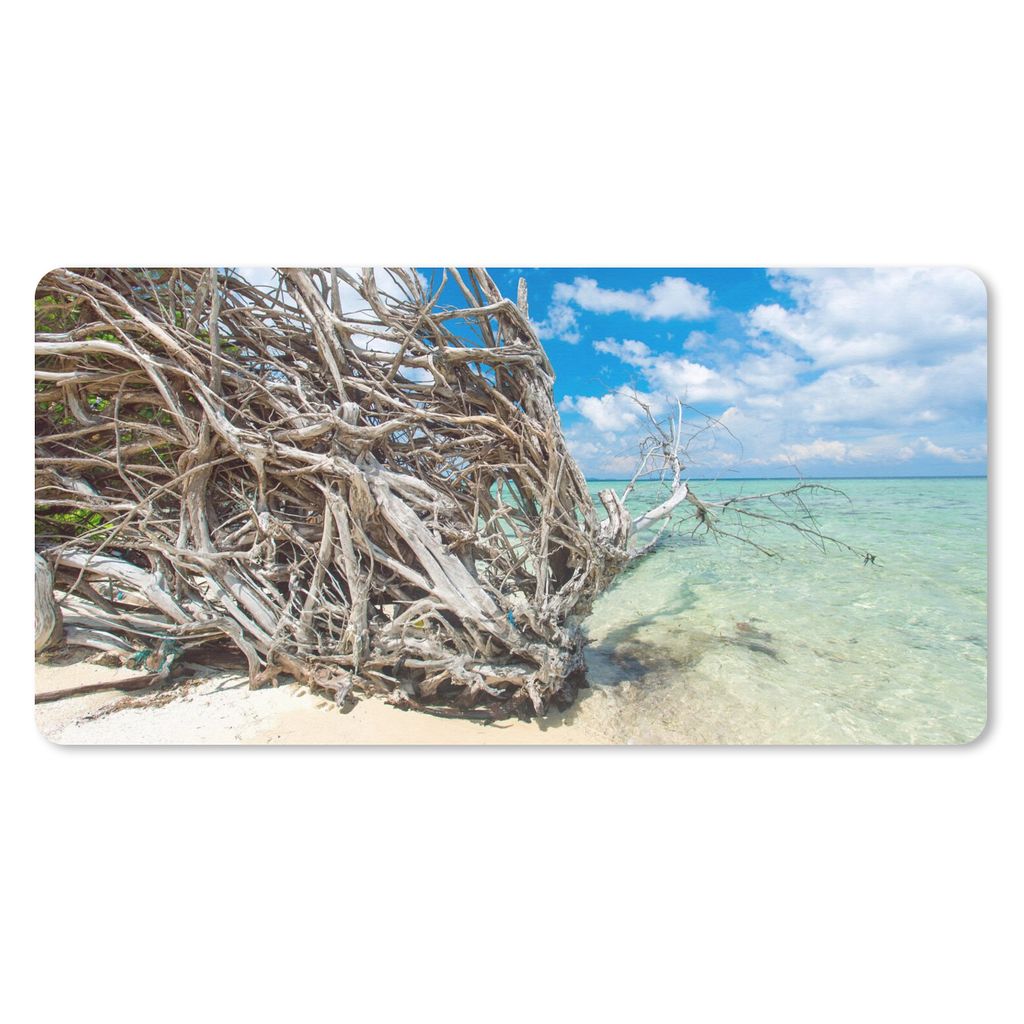 MuchoWow Schreibtischunterlage Strand - Äste - Tropisch - Meer 80x40 cm - XXL Mauspad - Gaming Mauspad