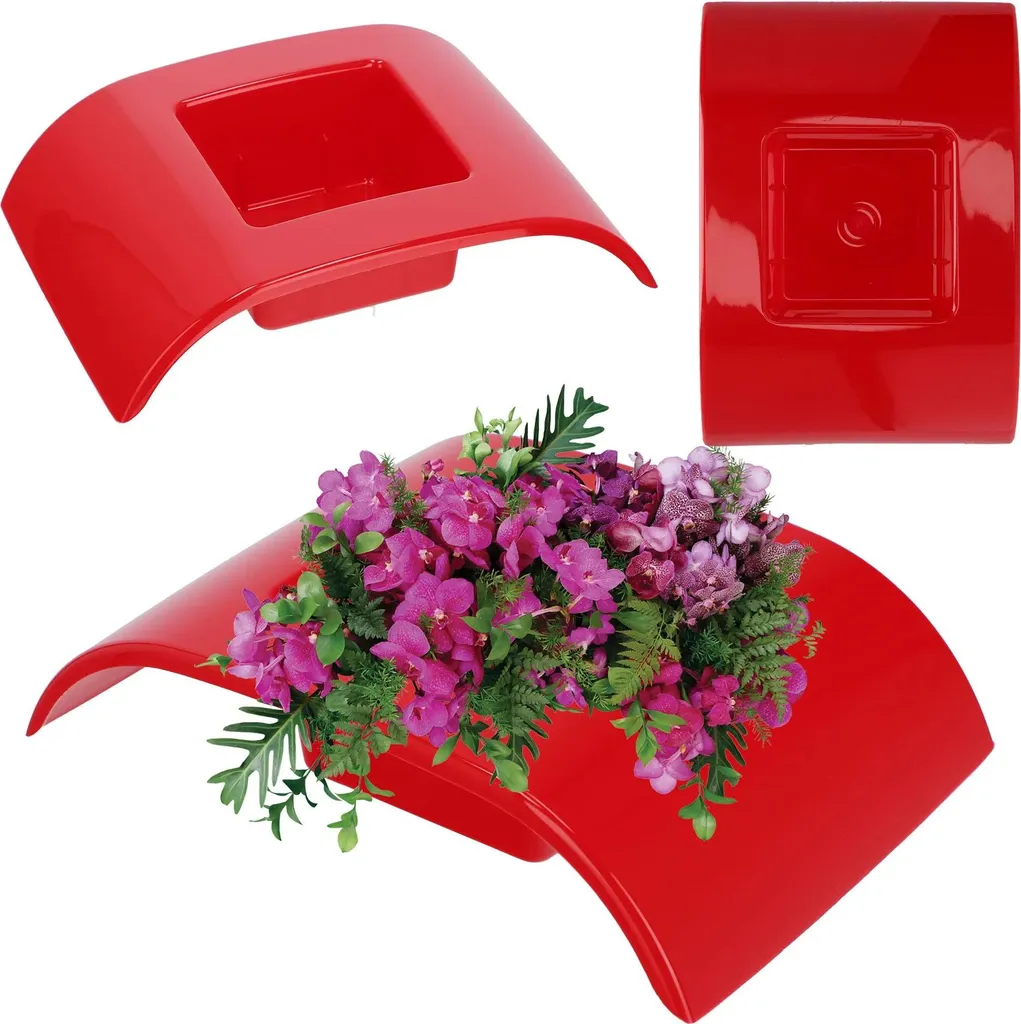 Coupe Ikebana Rouge - Cache-pot Design pour Composition Florale Japonaise