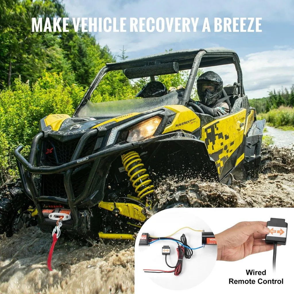 Treuil de levage pour quad 3500 lb, modèle étanche à corde synthétique