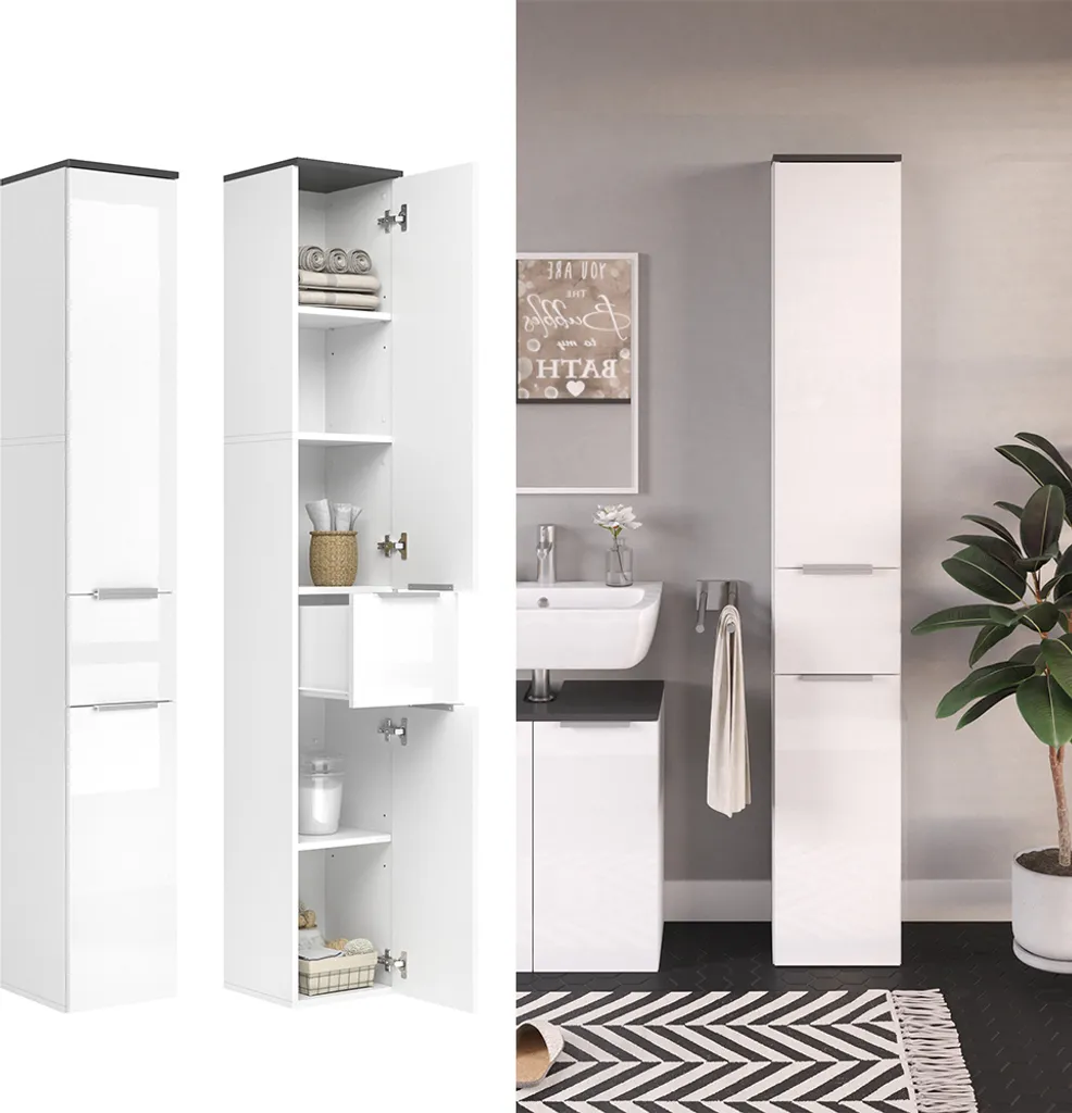 Colonne de salle de bain Vicco Otis blanche haute brillance 30x190 cm