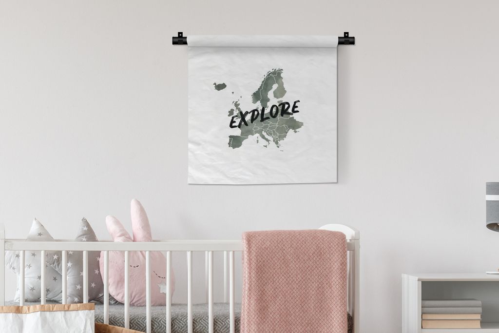 MuchoWow® Wandteppich Wandbehang Karten - Europa - Aquarell Produktbild 