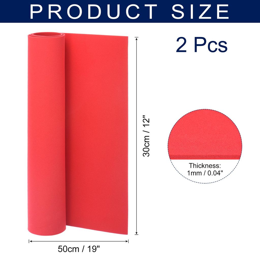 2 Stš¹ck Schaumstoffplatten, 50 x 30cm Knallrot Moosgummi Platten, 1mm EVA Foam fš¹r DIY Basteln, Geburtstag, Weihnachten, Partydekoration