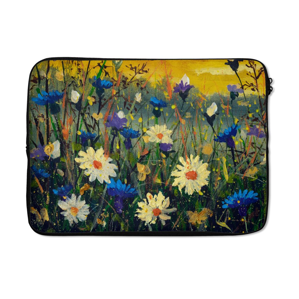 MuchoWow Laptop Hülle 13 Zoll Ölfarbe - Blumen - Malerei Laptoptasche - Laptophülle - Sleeve - Rundumschutz