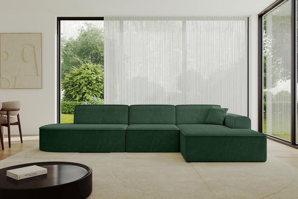 ALTDECOR Ecksofa in L-Form IREA-L2-v3 327x165x77 cm Grün Corner Sofa Eckcouch Couch Wohnlandschaft Cauchsofa