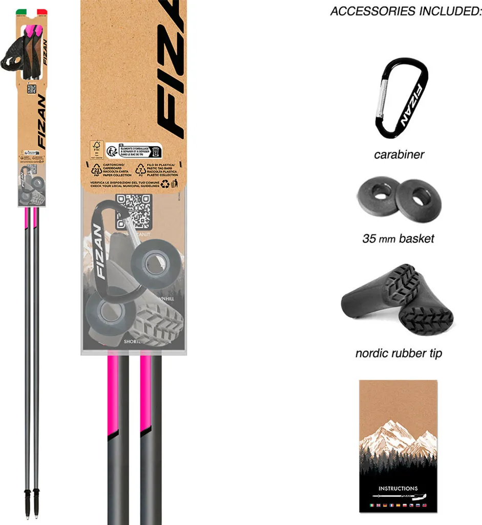 Bâtons de trail Fizan Runner argent 120 cm - Performance et Légèreté