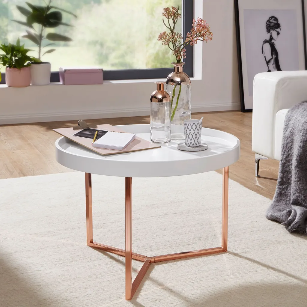 Petite Table de Salon Ronde Métal pour Petit Espace et Salon Moderne