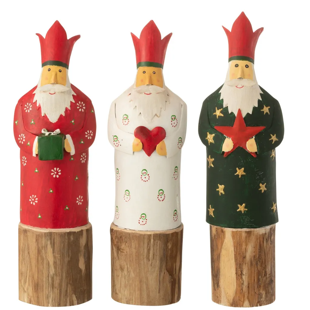 Décoration intérieure rouge J-Line Könige 3 en fer : l'élégance du bois