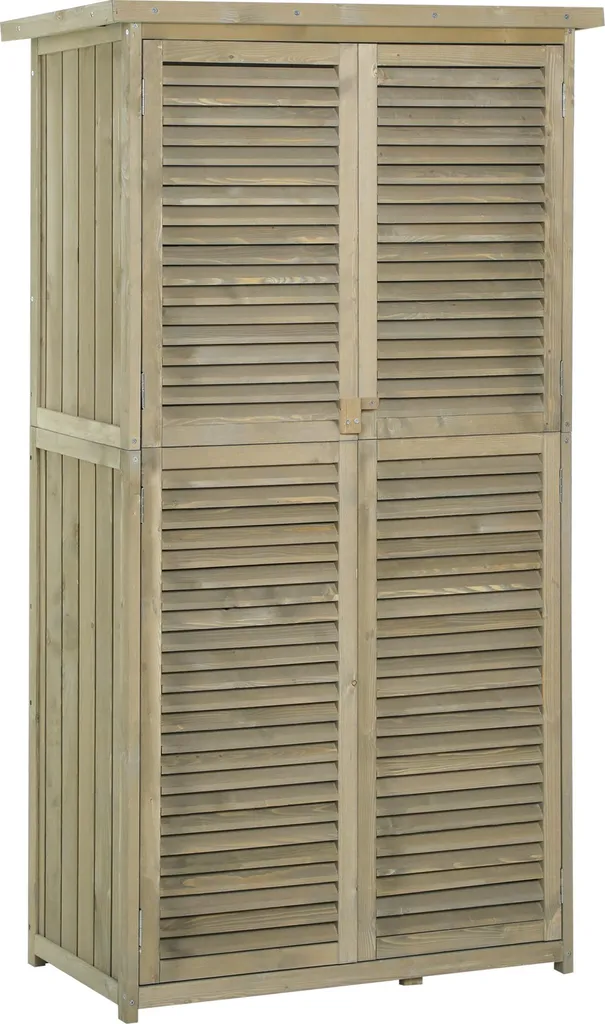 Armoire de Jardin Outsunny 87L x 47l x 160H cm en Pin Autoclave Sable