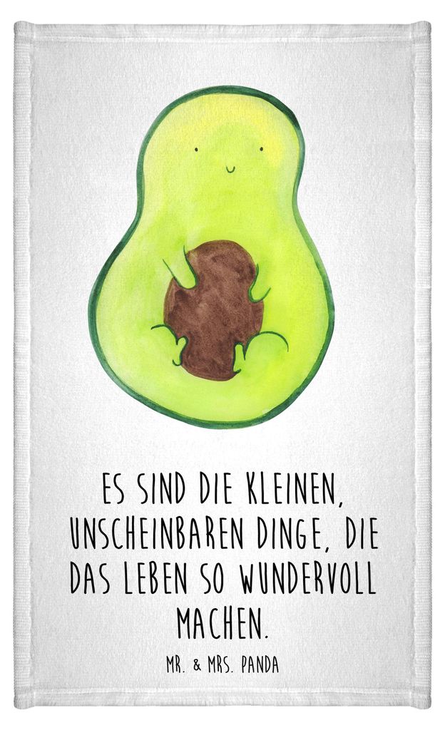 Mr. & Mrs. Panda Handtuch Avocado Kern - Weiß - Geschenk, Frotteehandtuch, Gästehandtuch Weich, frottier, Liebe, Pflanze, Baby, Bunt, Spruch Lebe...