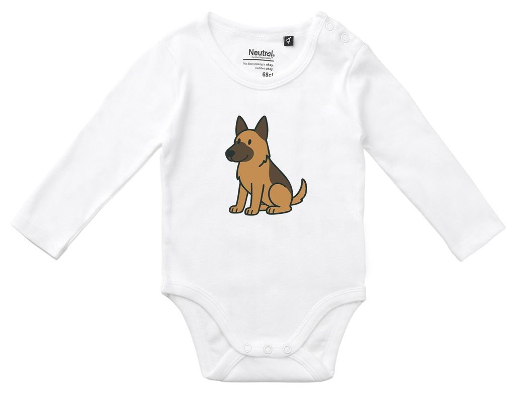 Huuraa Baby Body Malinois Comic Malis 68 White Baumwolle Fairtrade Langarmbody Geschenkidee