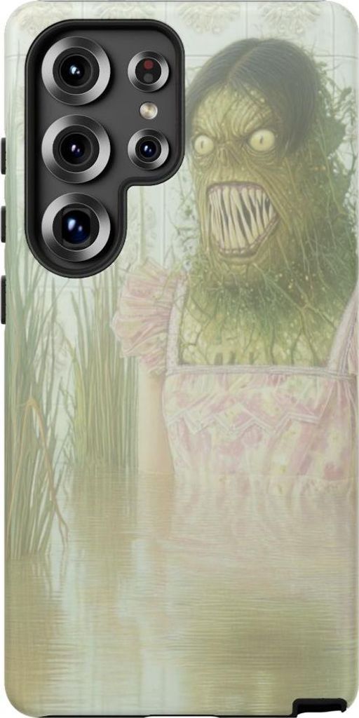 Grünes Monster im rosa Kleid zwischen Schilf – Hülle Kompatibel mit Samsung Galaxy S25 Ultra