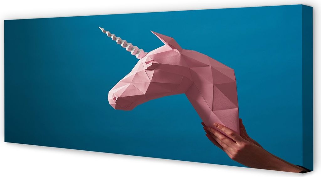 Leinwandbild 125x50 Wandkunst Rosa Einhorn Origami
