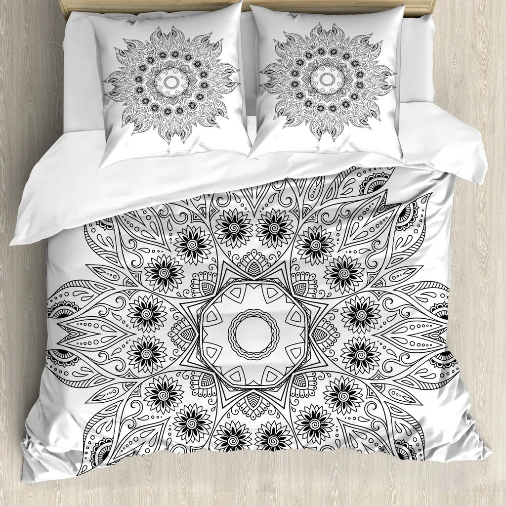 Offerta Copripiumino ABAKUHAUS Mandala 200x200 Bianco Nero