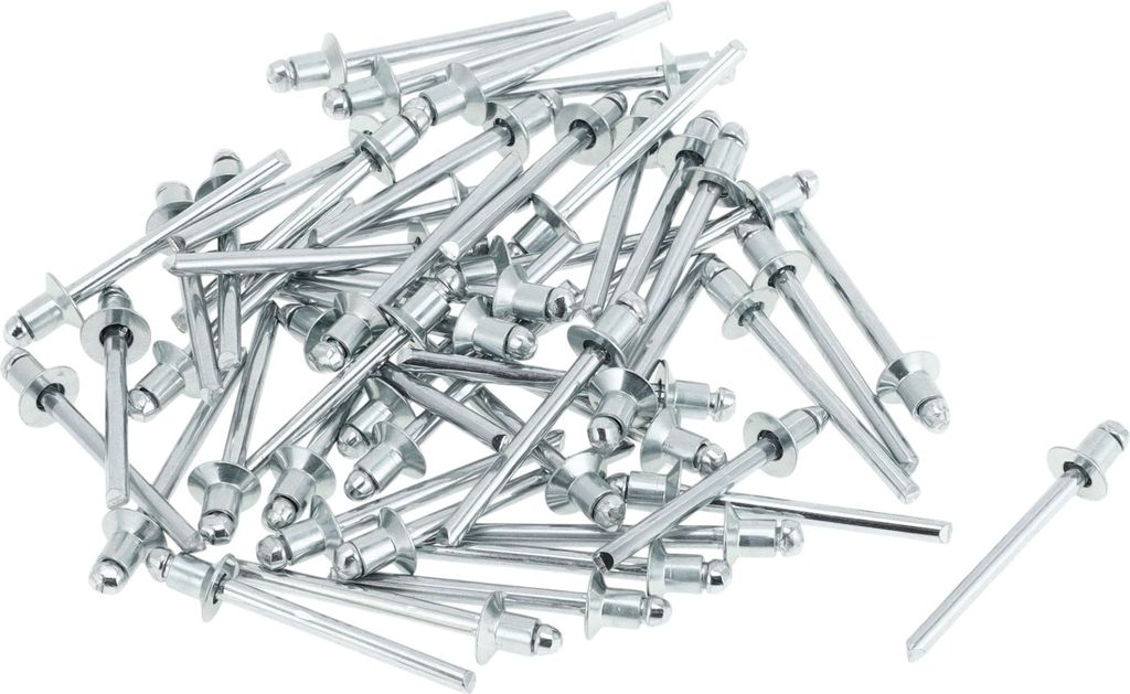 50 Stück Offene Enden Großkopf Blindnieten 4,8 mm Griffdurchmesser 8 mm Grifflänge 9,5 mm Flanschdurchmesser Silberfarbenes Eisen