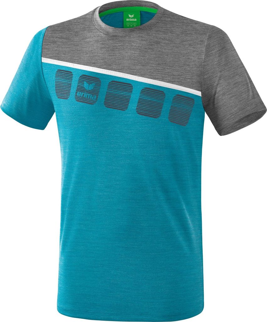 Erima Fußball Handball 5-C T-Shirt Herren Kurzarmshirt hellblau grau weiß Gr S
