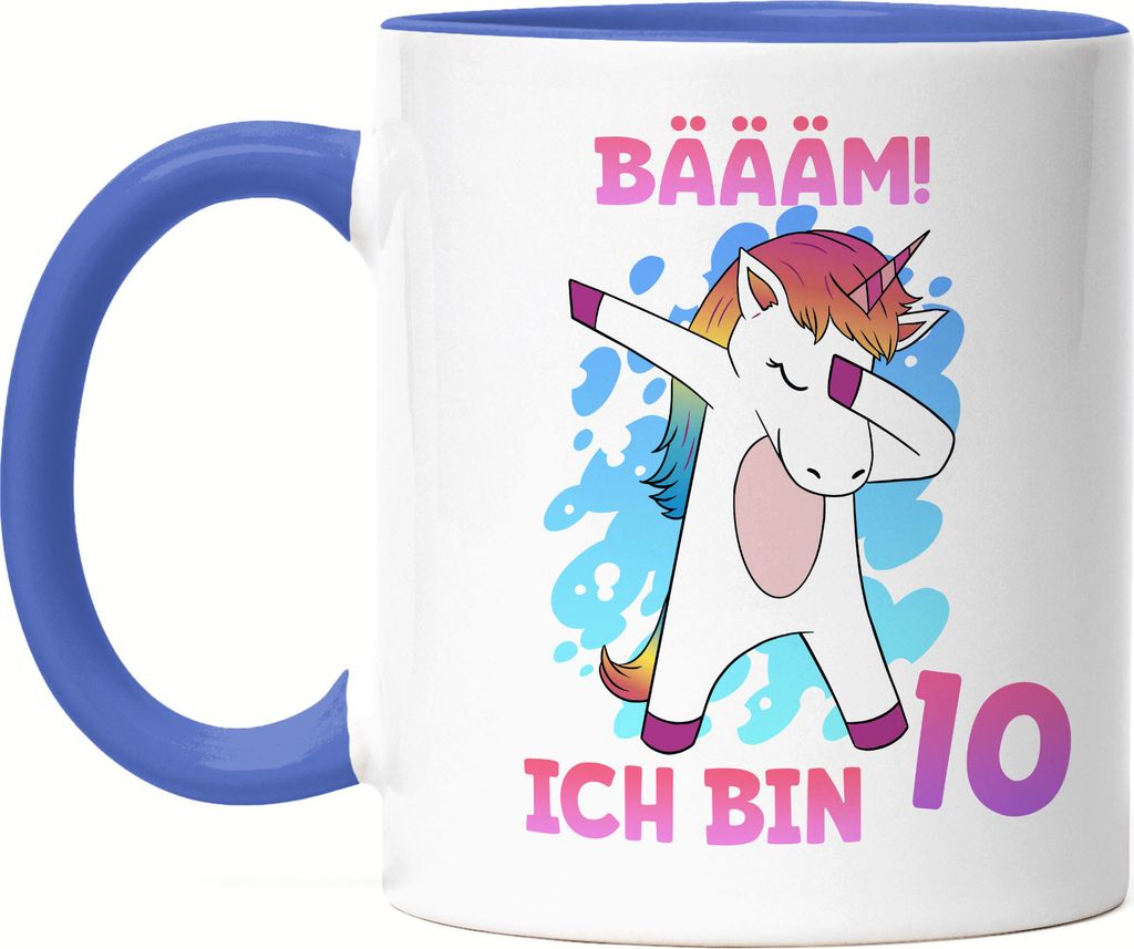 Bäääm Ich Bin 10 Tasse Blau Einhorn 10. Geburtstag Geburtstagsgeschenk Einhorn-Fans Dabbing