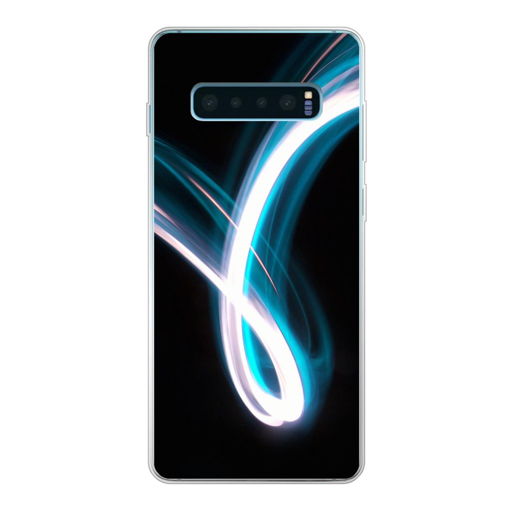 MuchoWow Handyhülle Schutzhülle Hülle für Samsung Galaxy S10 Plus Hell - Blau - Abstrakt Silikon Softcase Handy Hülle - Schutzhülle
