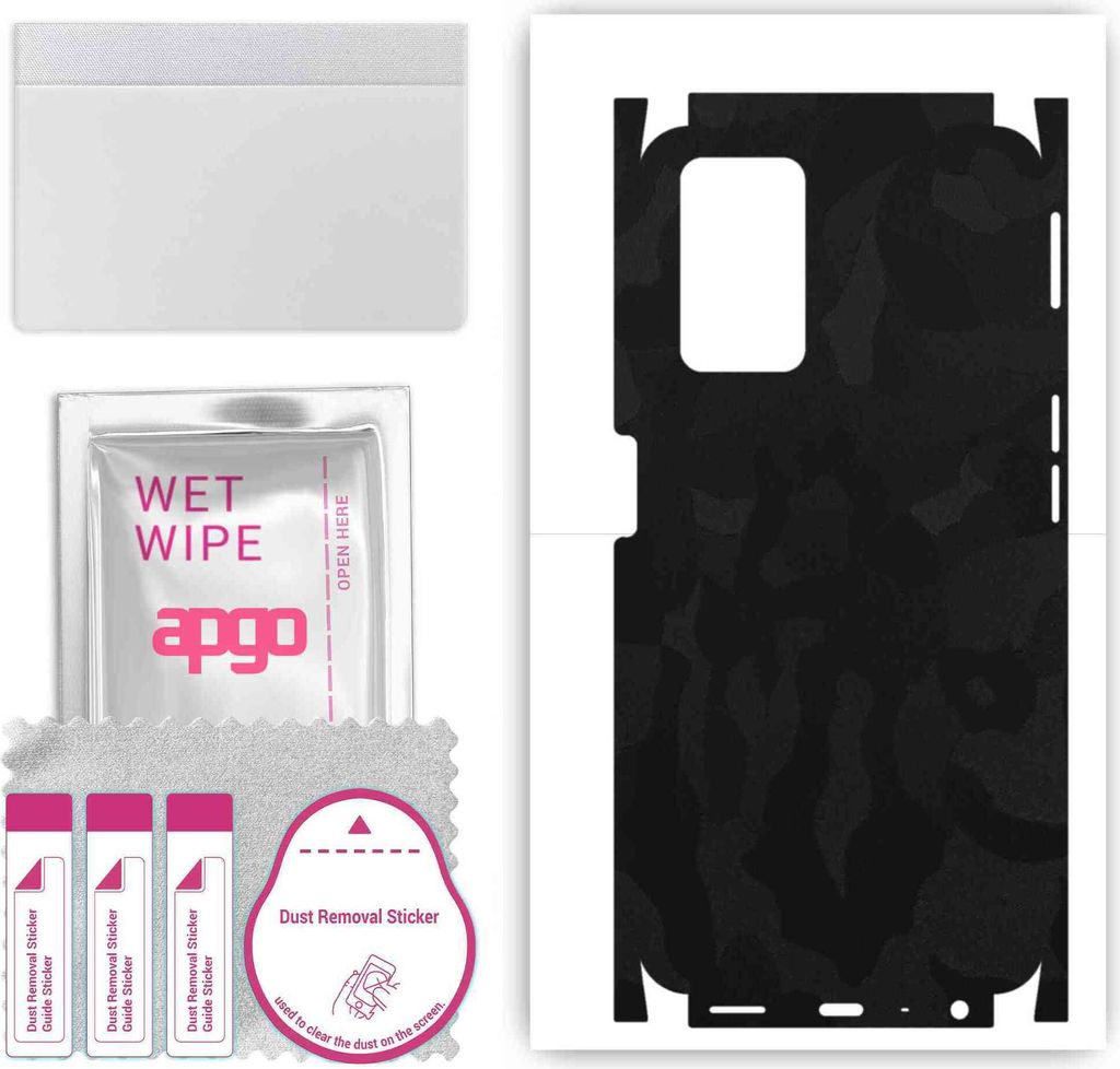 apgo Rückseite + Seiten Schutzfolie, Skin, kompatibel mit Oppo A76, Hinten Displayschutzfolie aus Vinylfolie, kratzfest, einfache Montage - Schwar...