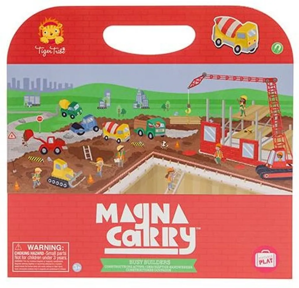 Jeu Magnétique Magna Carry Chantier avec 50 Aimants et Décor Déployable