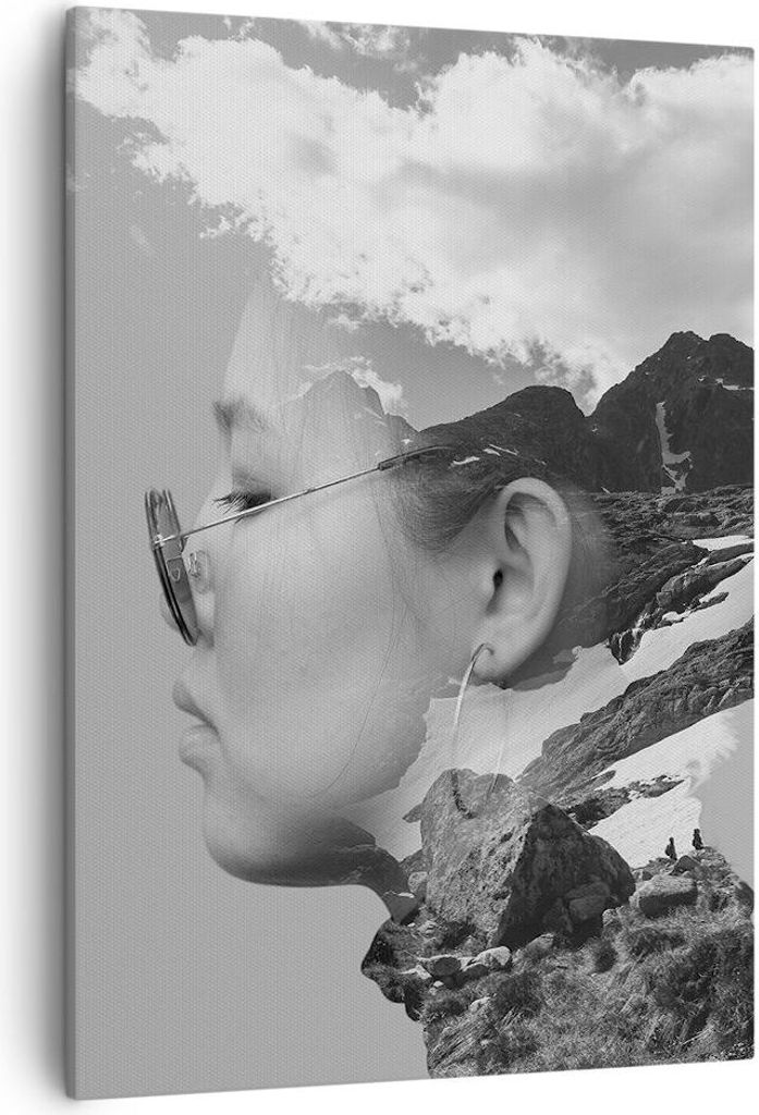 Bild auf Leinwand - Leinwandbild - Einteilig - Frau modern schwarz und weiß - 50x70cm - Wand Bild - Wanddeko - Wandbilder - Leinwanddruck - Wandde...