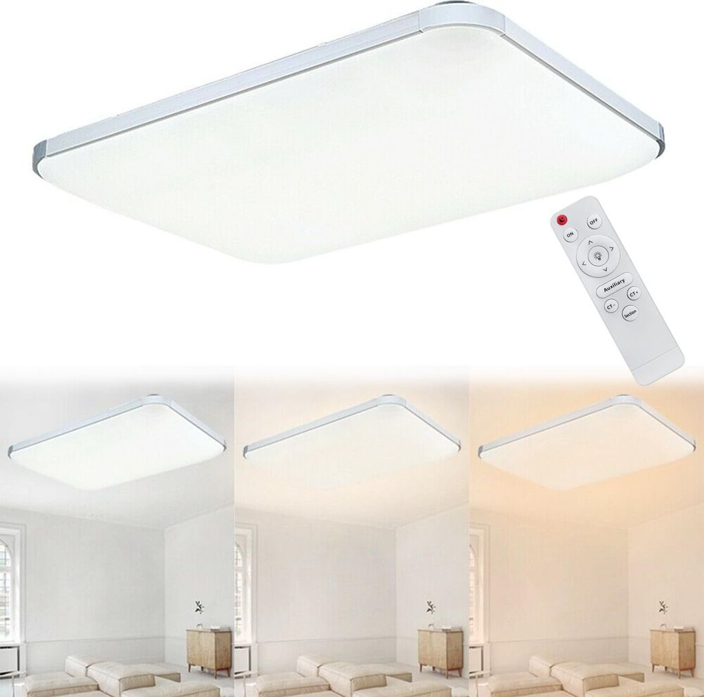 JNGLGO LED Deckenleuchte 72W Dimmbar Moderne Rechteck Deckenlampe mit Fernbedienung für Wohnzimmer Schlafzimmer Kinderzimmer Schlafzimmer Flur Kel...