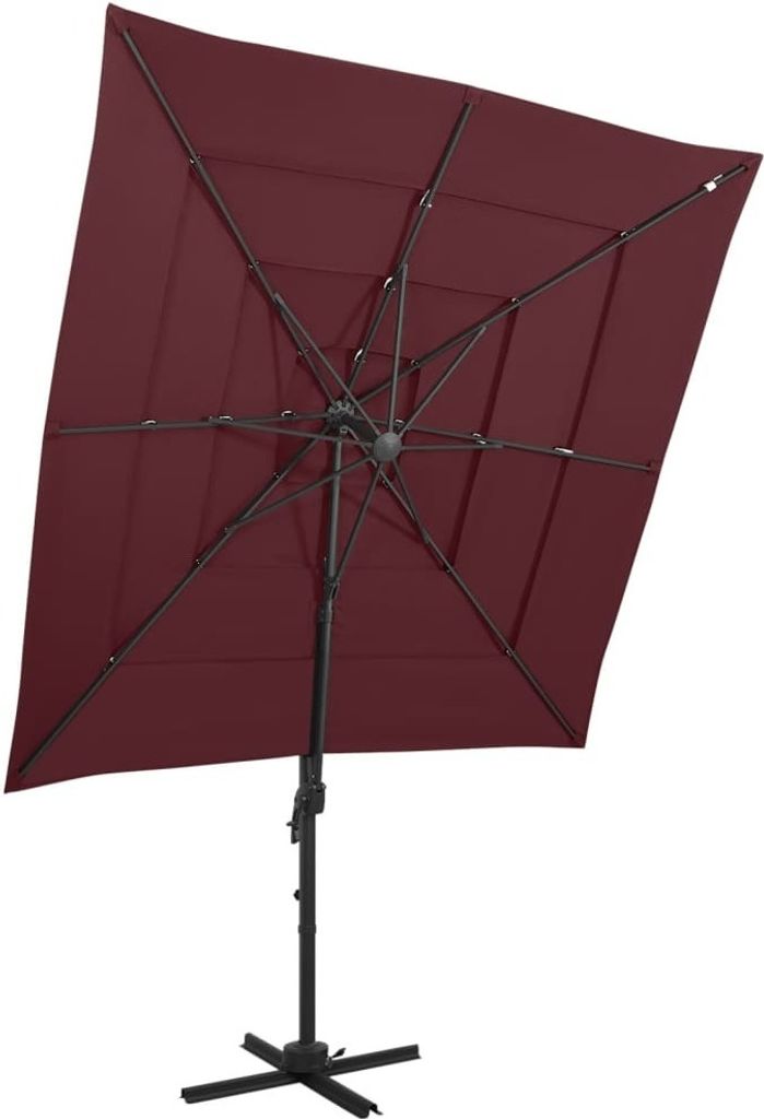 Maison Exclusive - Sonnenschirm mit Aluminium-Mast 4-lagig Bordeauxrot 250x250 cm