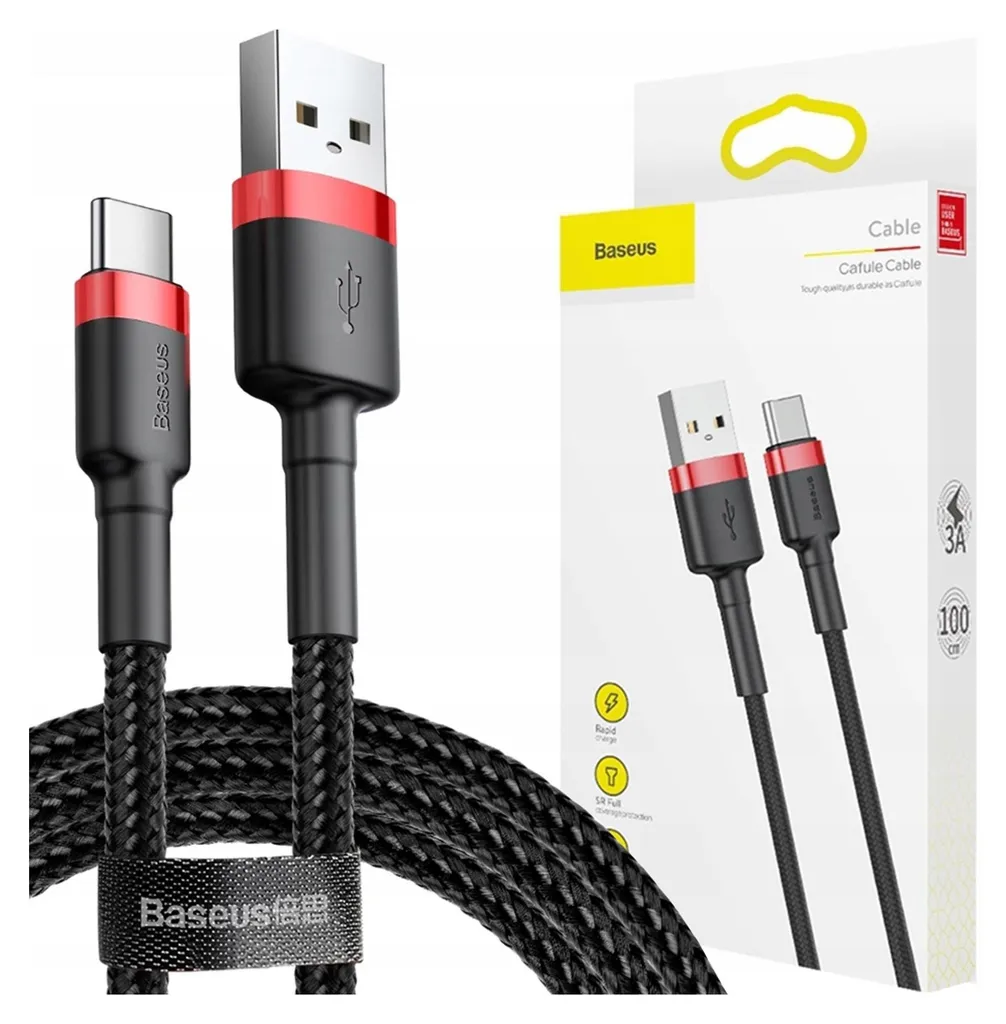 Baseus Cafule 2A 2M Cavo da Usb a Usb-C (rosso/nero)