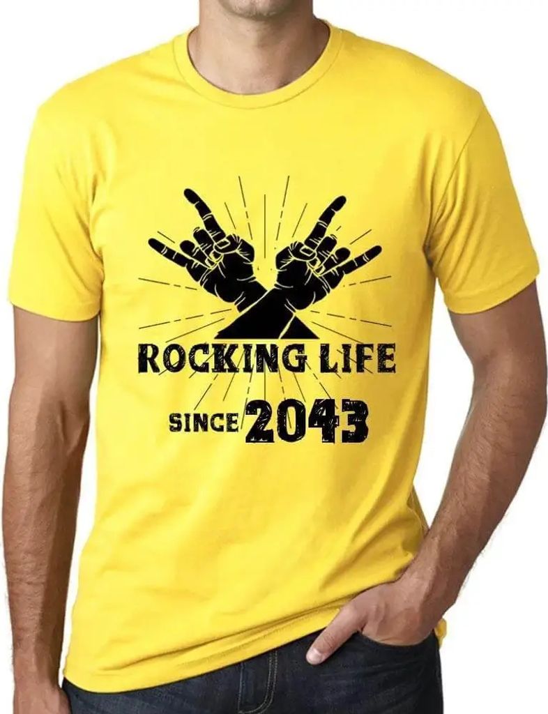 Herren Grafik T-Shirt Das Leben rocken seit 2043 – Rocking Life Since 2043 – Öko-Verantwortlich Vintage Jahrgang Kurzarm Lustige Druck Geburtstag