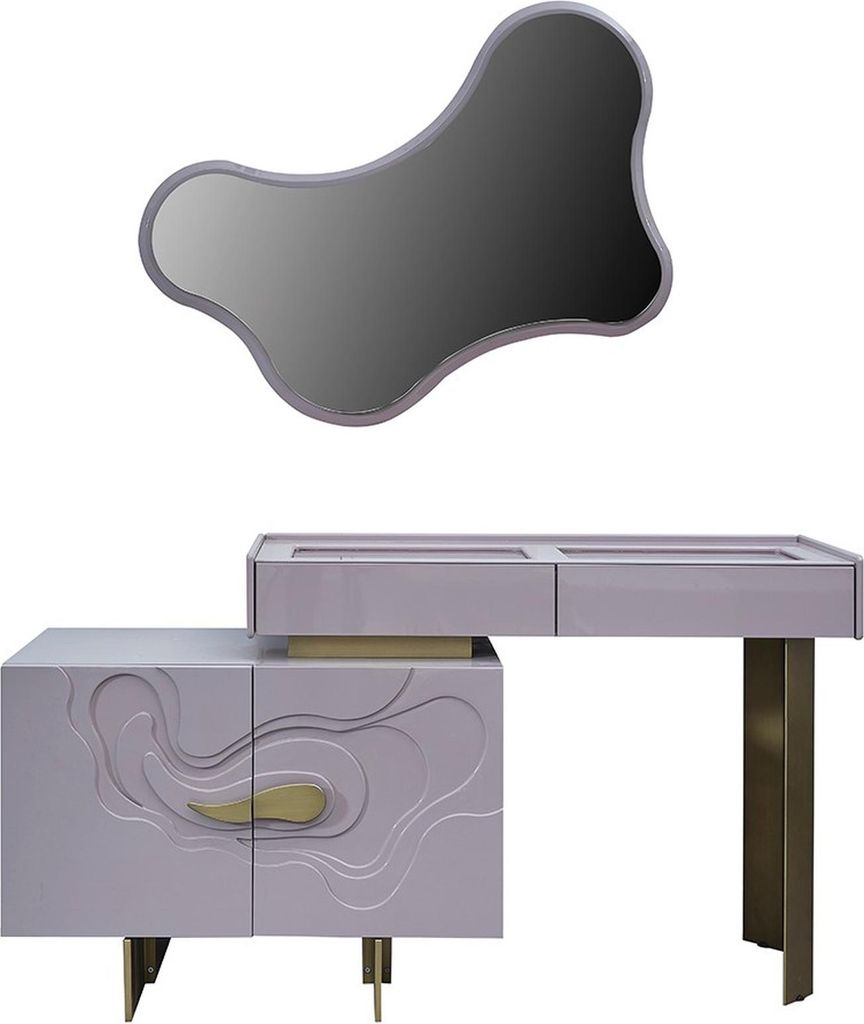Schminktische Konsole Set Kommode mit Spiegel Schlafzimmer Rosa Holz