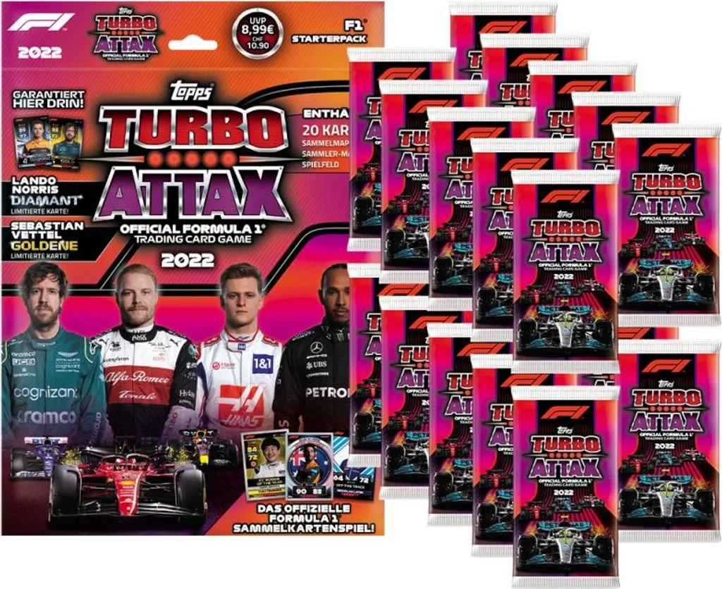 Topps Turbo Attax Formula 1 2022 : Starter Pack et 20 Boosters F1
