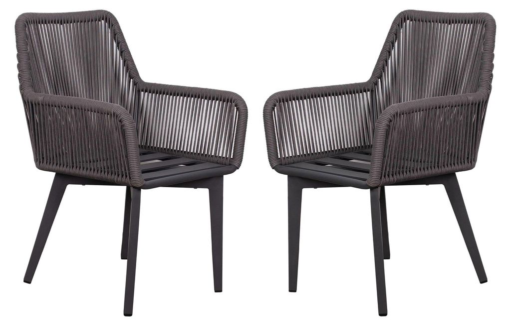 2er Set Diningsessel Marbella Rope - Aluminium Gestell grau Produktbild 