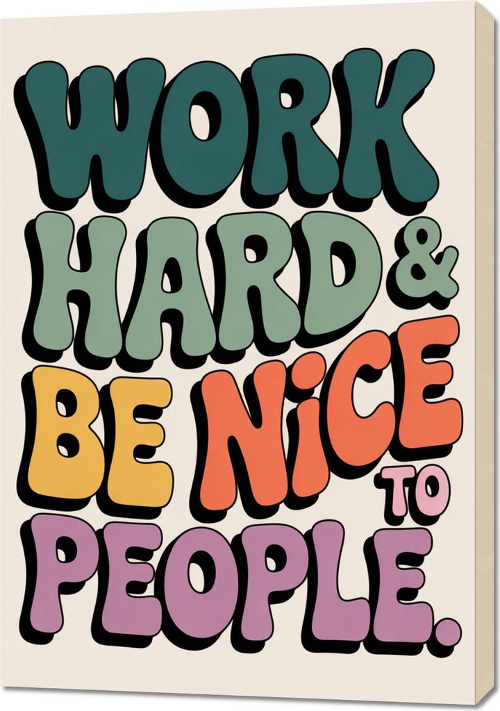 Bild 70x100cm Motivations-Affirmation Retro Vintage für das Wohnzimmer Work Hard