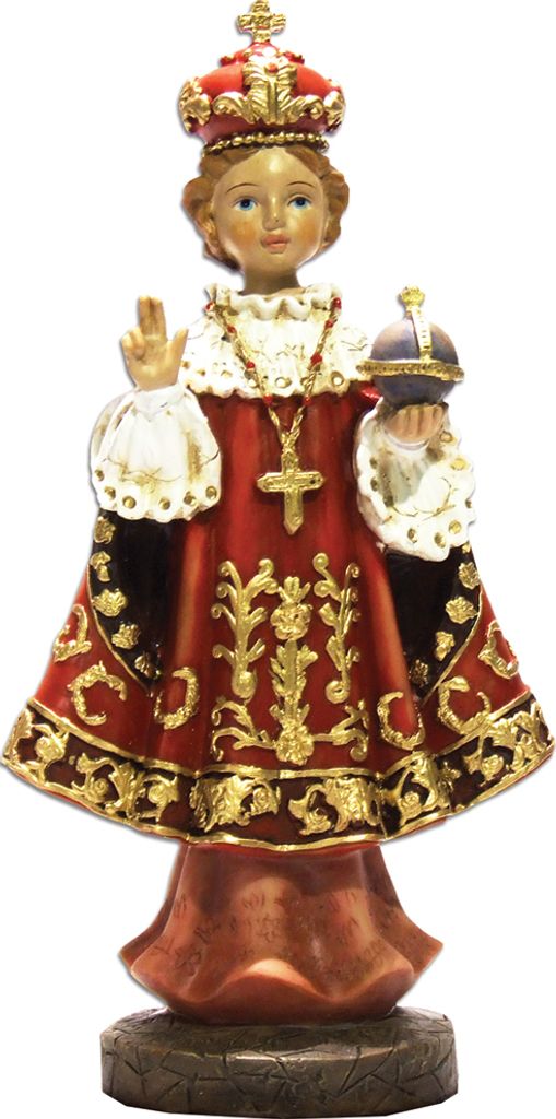 FADEDA Prager Jesuskind, Roter Umhang / Höhe:8 cm / handbemalt / detailgetreue Krippen Figuren - Weihnachten Tisch Dekoration Krippe Zubehör