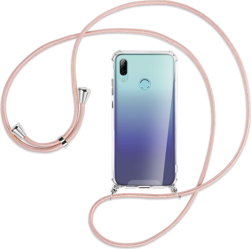 Handykette Backcover-Schutzhülle mit Band (Metall silberfarben) für Huawei P Smart 2019 / Honor 10 Lite - roségold