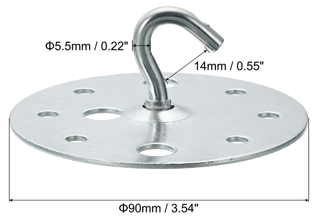 220lbs 90mm Stahl Decke Haken 2Stk Deckenlš¹fter Haken Pad ?sen Platte Wand Aufh?nger Hardware mit Montage Schrauben fš¹r H?ngeleuchte Pflanzen...