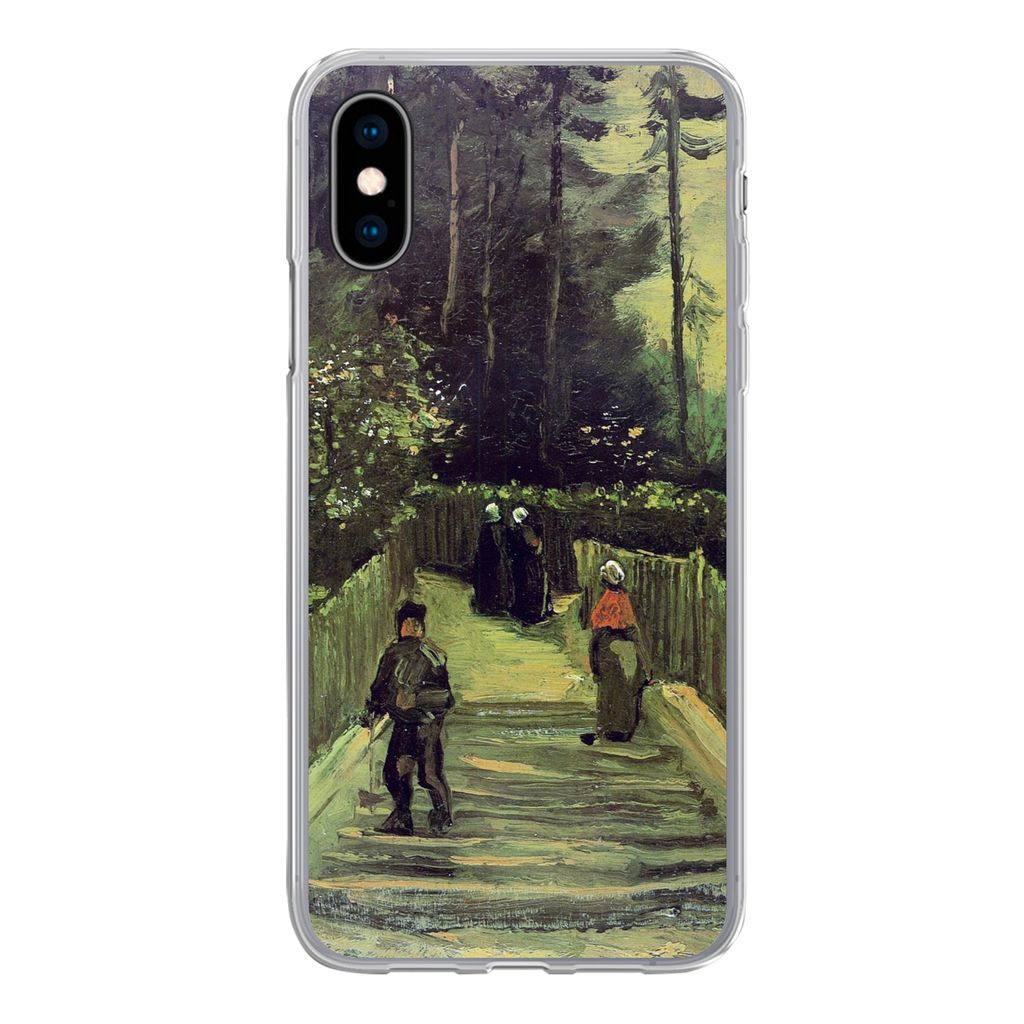 MuchoWow Handyhülle Schutzhülle Hülle für iPhone X Schräger Weg in Montmartre - Vincent van Gogh Silikon Softcase Handy Hülle - Handyhülle