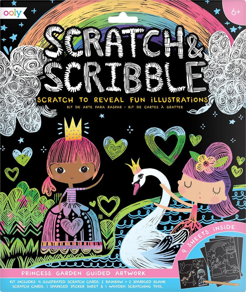 Ooly Scratch-Art Set Prinzessinnengarten kreatives Spielzeug