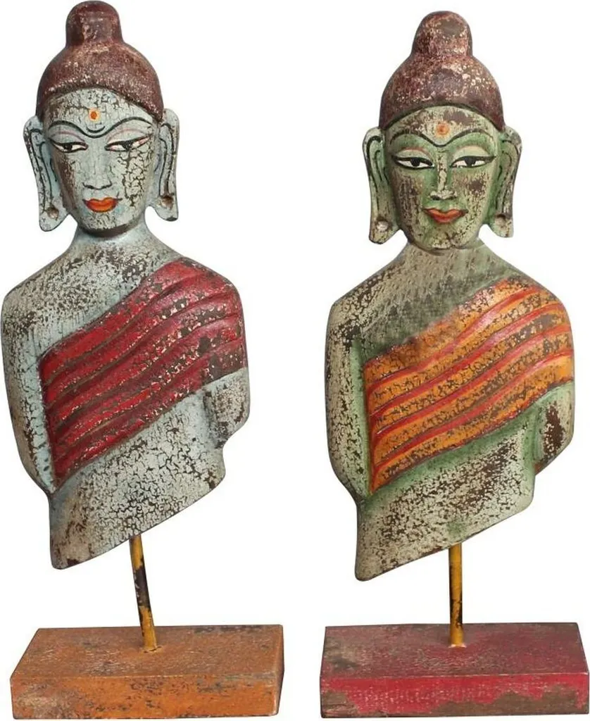 Figurine Bouddha Oriental DKD Home Decor 18x9x47 cm - Lot de 2 Pièces