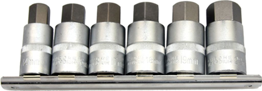6 x Kurze Innensechskant Steckschlüsselsatz Schraubendreher-Einsätze 14-22 mm